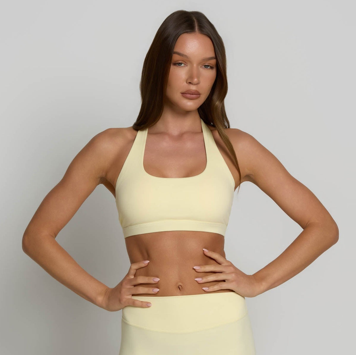Halter Sports Bra - Buttercream