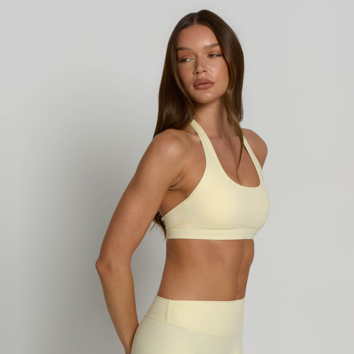 Halter Sports Bra - Buttercream
