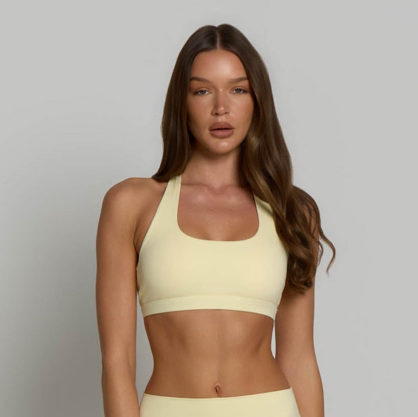 Halter Sports Bra - Buttercream