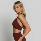 Halter Sports Bra - Chocolate Brown
