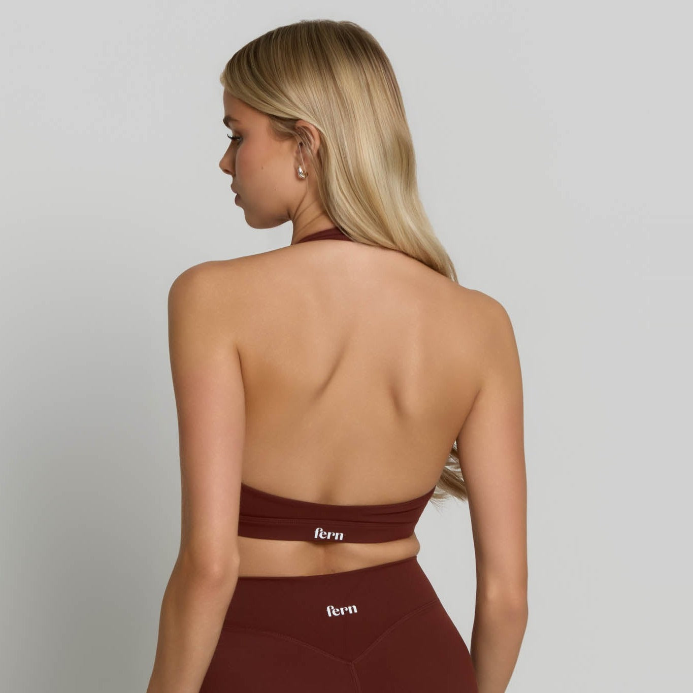Halter Sports Bra - Chocolate Brown