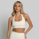 Halter Sports Bra - Ivory White