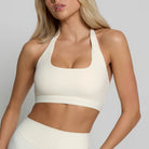 Halter Sports Bra - Ivory White