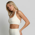 Halter Sports Bra - Ivory White