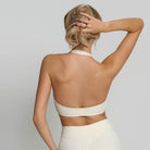 Halter Sports Bra - Ivory White