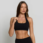Halter Sports Bra - Shadow Black