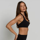 Halter Sports Bra - Shadow Black