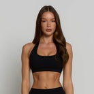 Halter Sports Bra - Shadow Black