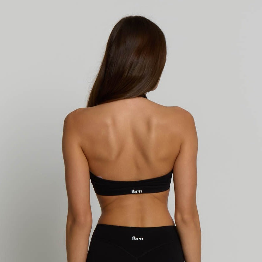 Halter Sports Bra - Shadow Black