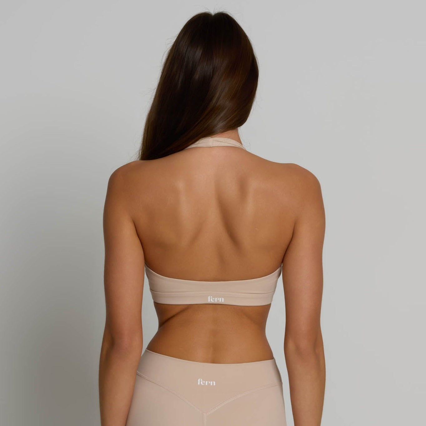 Halter Sports Bra - Tan