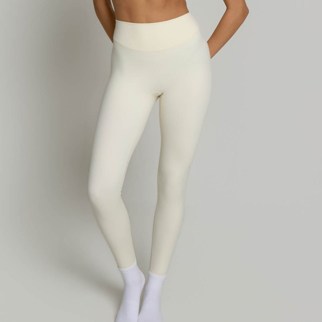 High Waisted Leggings - Ivory White