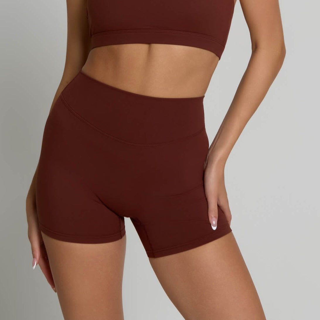 High-Waisted Shorts - Chocolate Brown