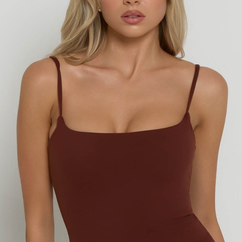 Square Neck Vest - Chocolate Brown