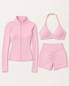 supersculpt-bra-shorts-jacket-set-baby-pink flat lay