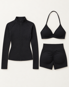 supersculpt-bra-shorts-jacket-set-deep-black flat lay