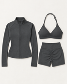 supersculpt-bra-shorts-jacket-set-slate-grey flat lay