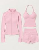 supersculpt-tank-shorts-jacket-set-baby-pink flat lay